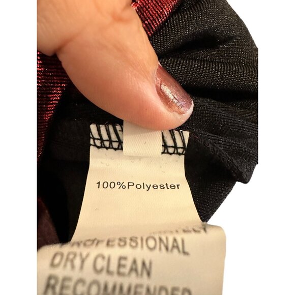 ✌️ 2/$40 ✌️ Red Shimmery Plunging Neck Ruched Body Con Dress sz L - Picture 8 of 8